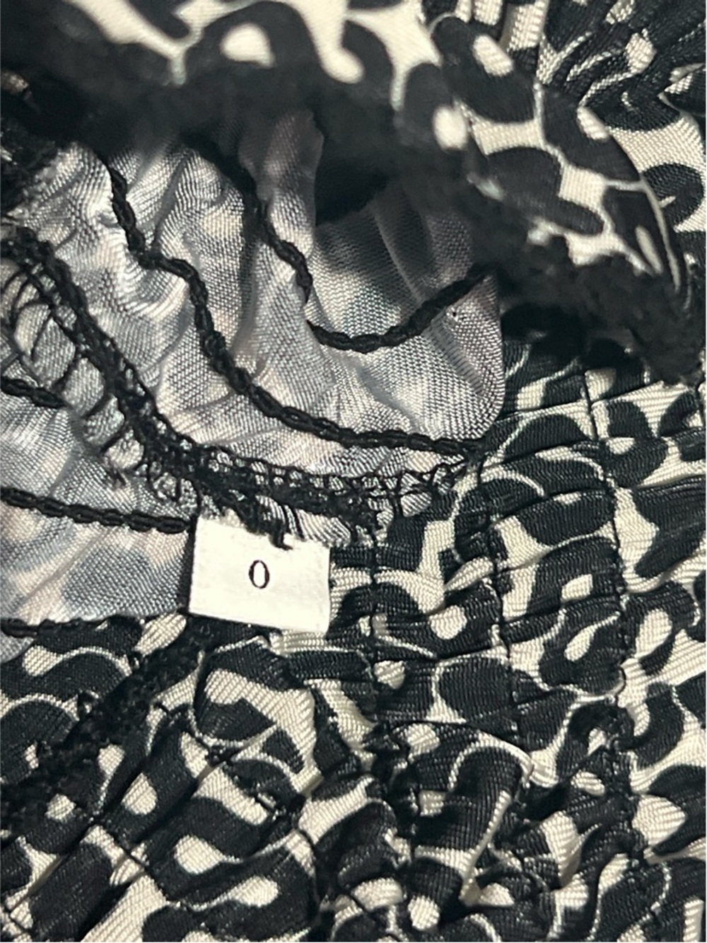 Sandro Blouse Women’s Size 0 Black Monogram Print Mockneck Smocked Top - Picture 13 of 16